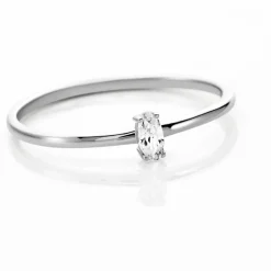 Bague Solitaire Argent Blanc 1er Solitaire Oxyde De Zirconium
