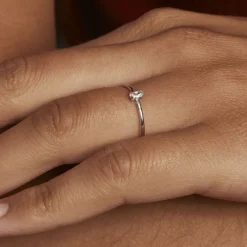 Bague Solitaire Argent Blanc 1er Solitaire Oxyde De Zirconium