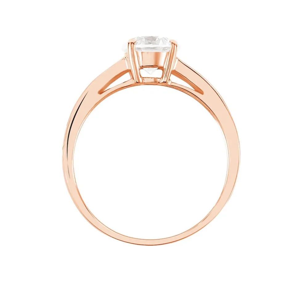 Bague Solitaire Arjuna Or Rose Oxyde De Zirconium