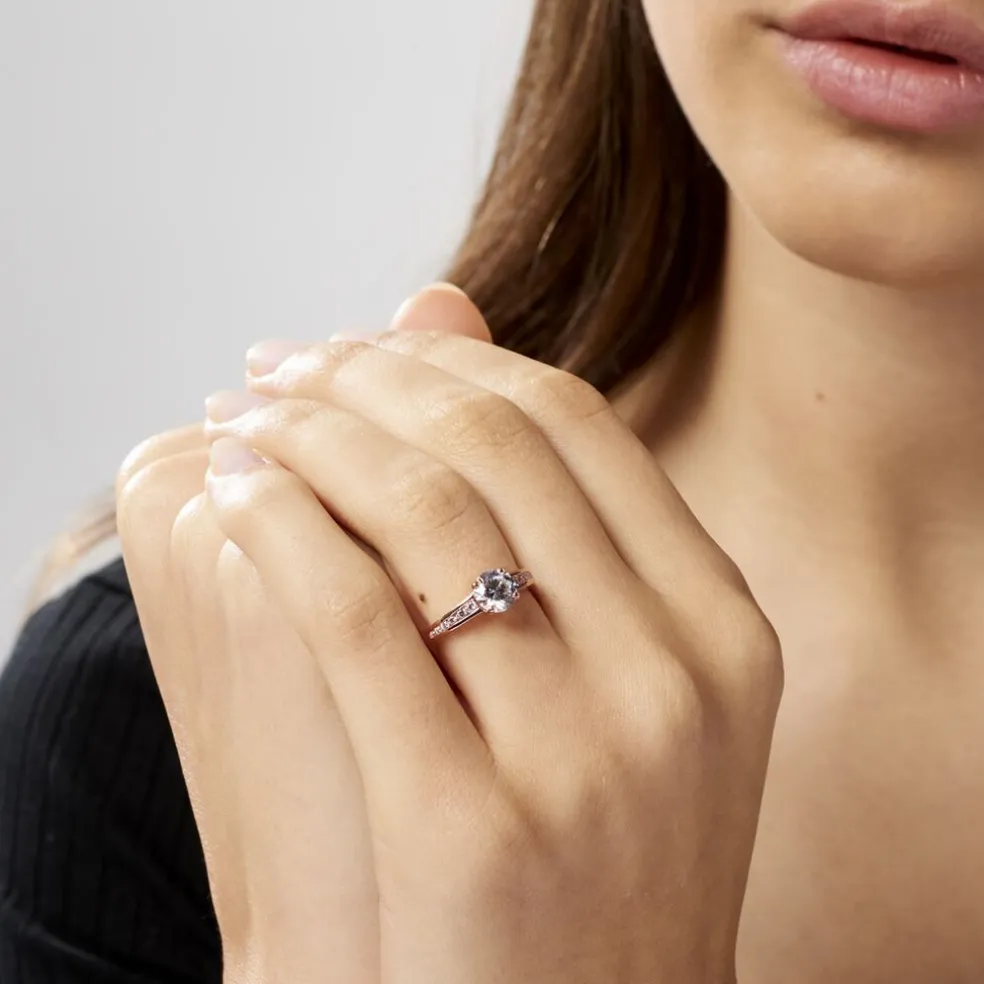 Bague Solitaire Arjuna Or Rose Oxyde De Zirconium