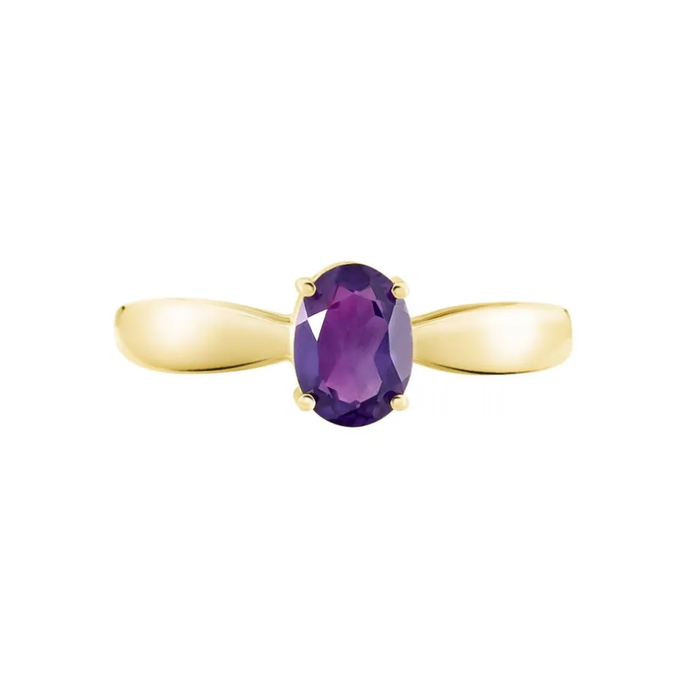 Bague Solitaire Arzula Or Jaune Amethyste
