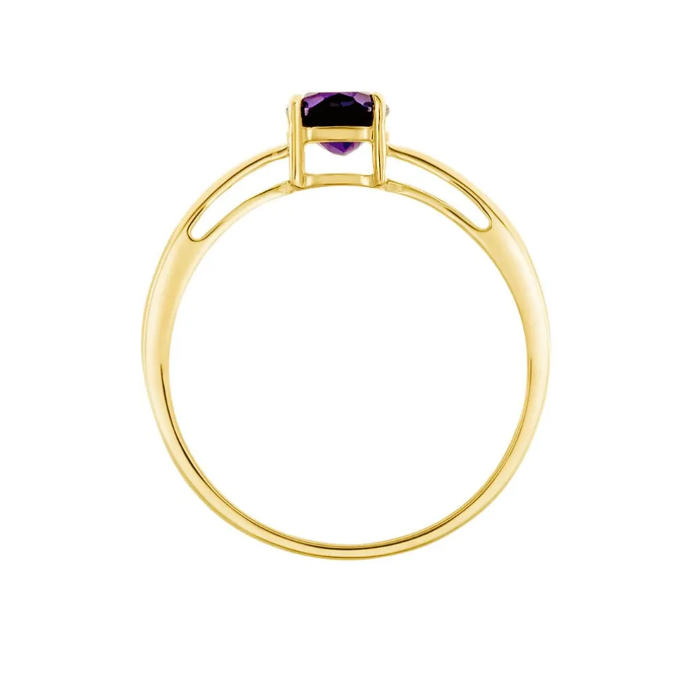 Bague Solitaire Arzula Or Jaune Amethyste