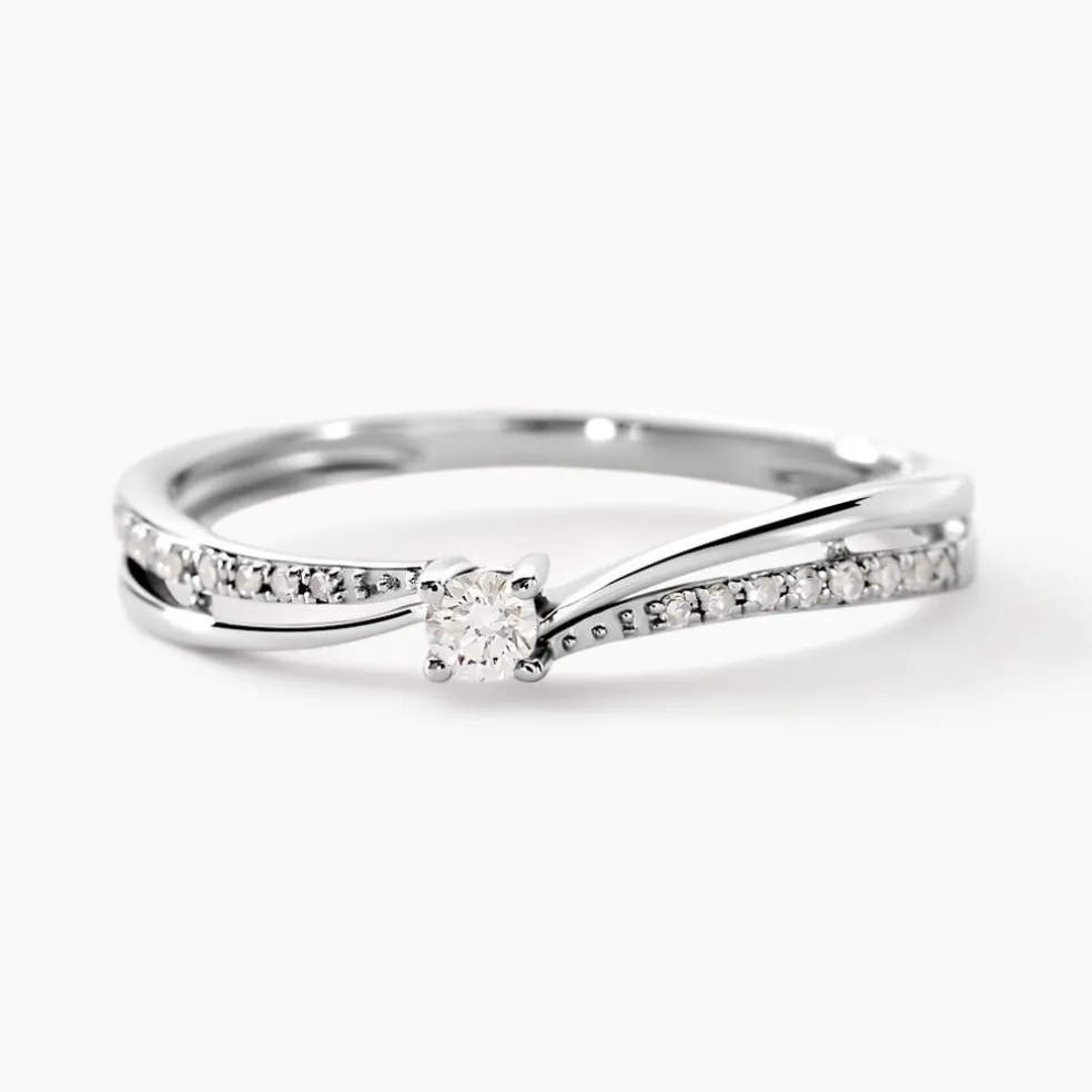 Bague Solitaire Asia Or Blanc Diamant