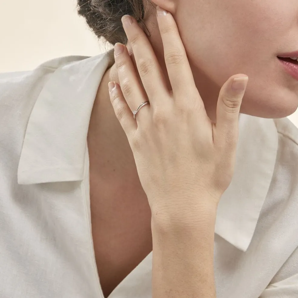 Bague Solitaire Asia Or Blanc Diamant