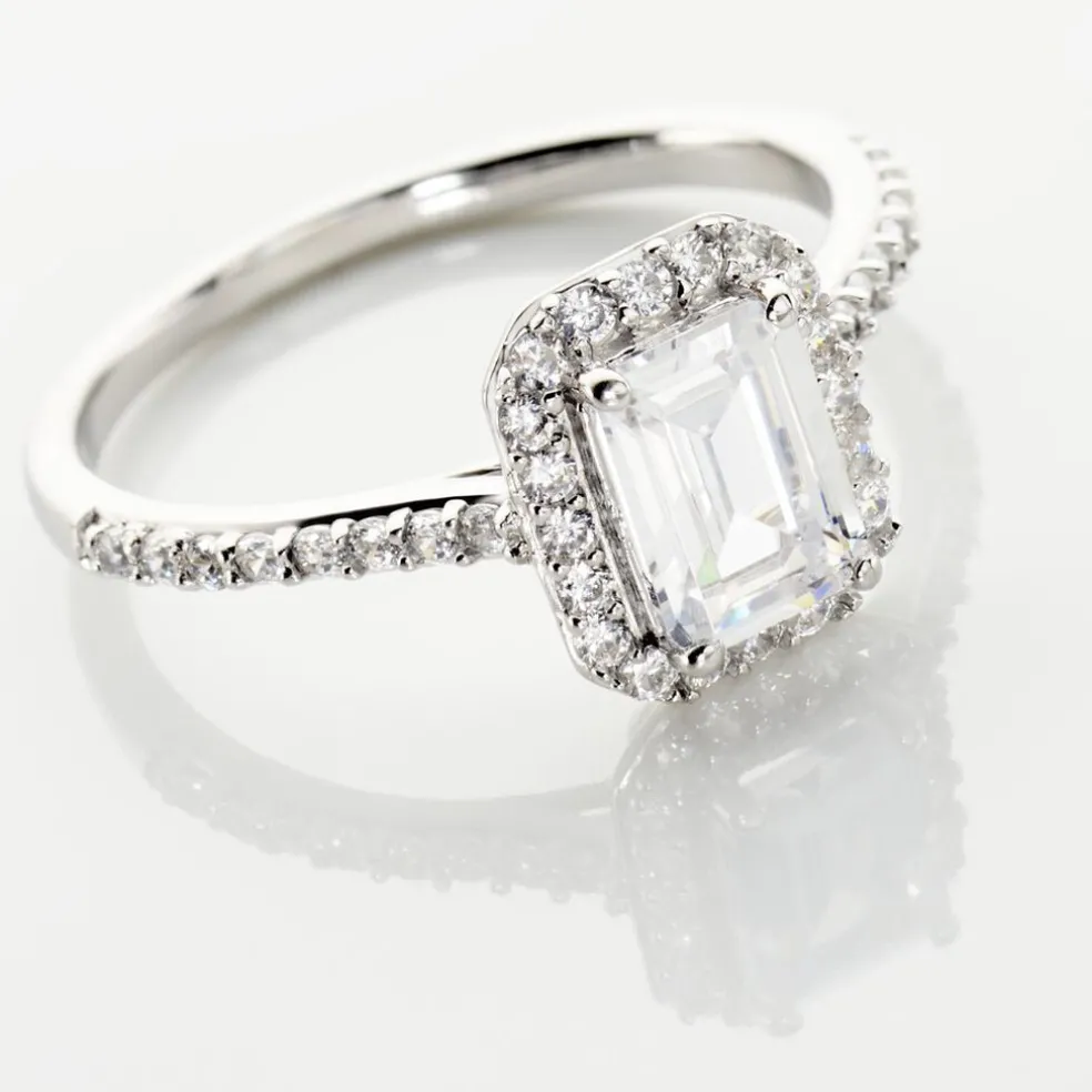 Bague Solitaire Cadmos Argent Blanc Oxyde De Zirconium