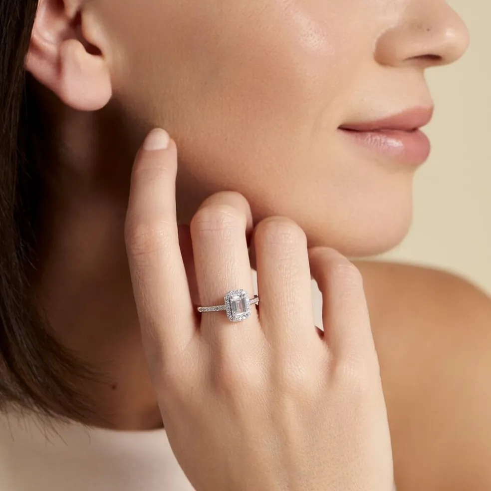 Bague Solitaire Cadmos Argent Blanc Oxyde De Zirconium