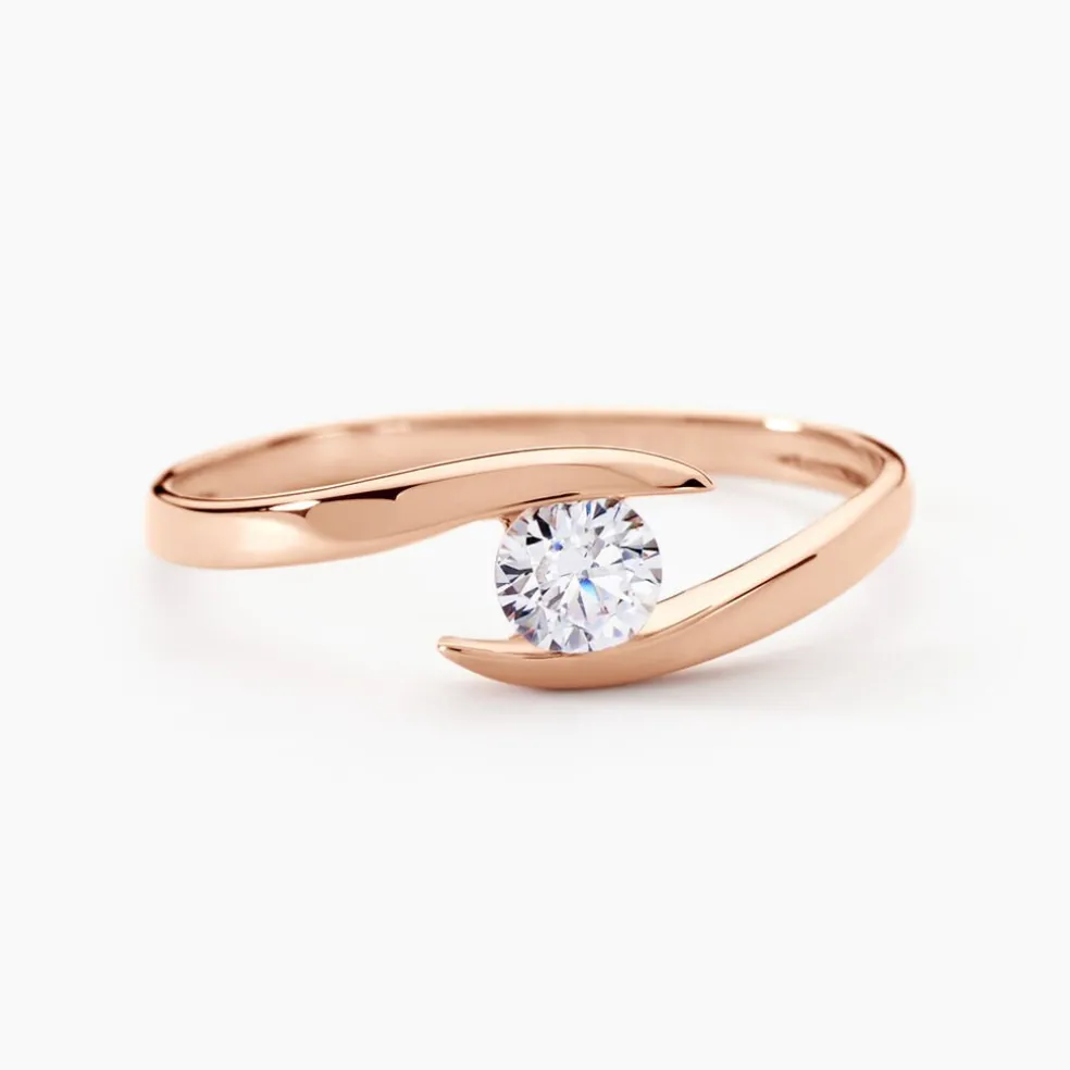 Bague Solitaire Camilia Or Rose Oxyde De Zirconium