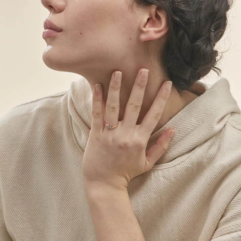 Bague Solitaire Camilia Or Rose Oxyde De Zirconium