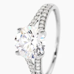 Bague Solitaire Carolina Or Blanc Oxyde De Zirconium