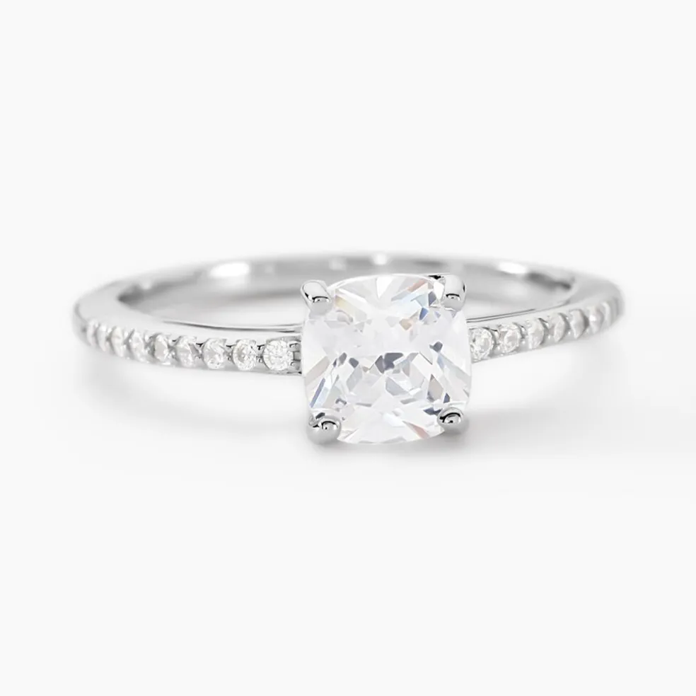 Bague Solitaire Celina Argent Blanc Oxyde De Zirconium