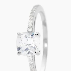 Bague Solitaire Celina Argent Blanc Oxyde De Zirconium