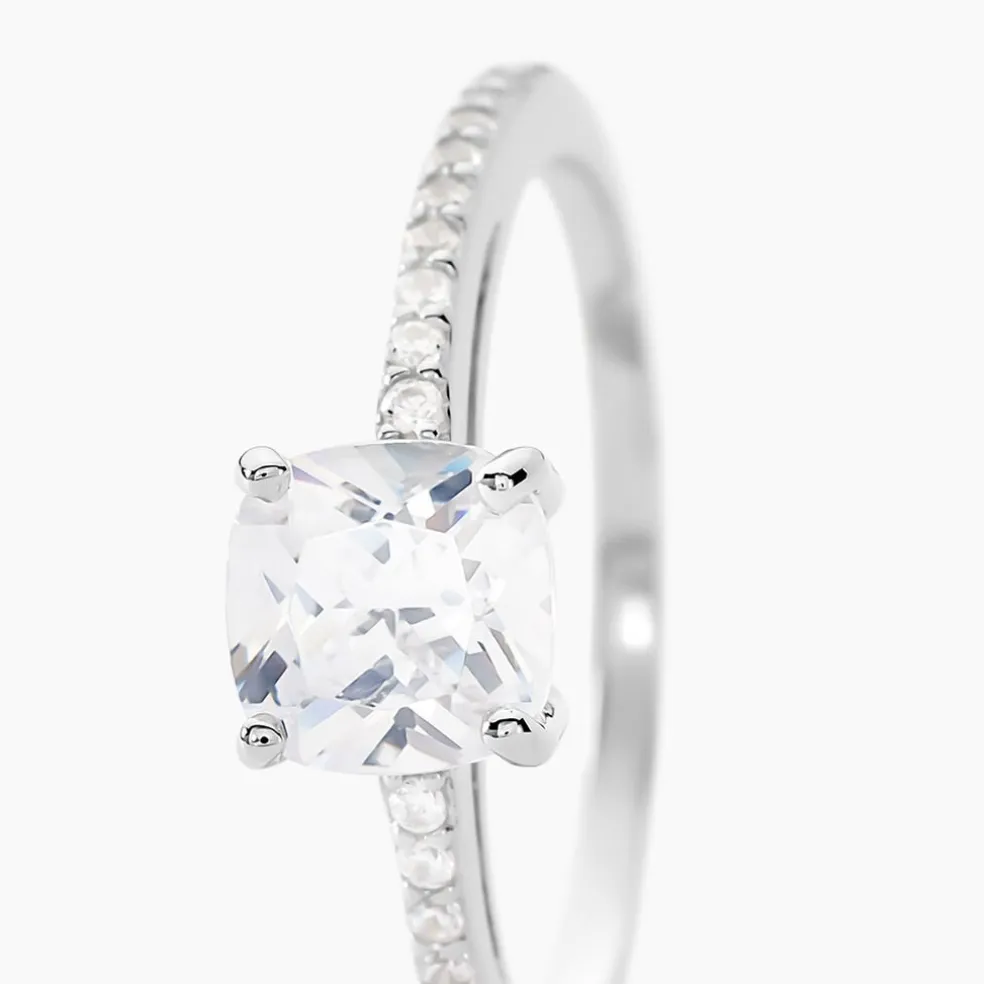 Bague Solitaire Celina Argent Blanc Oxyde De Zirconium