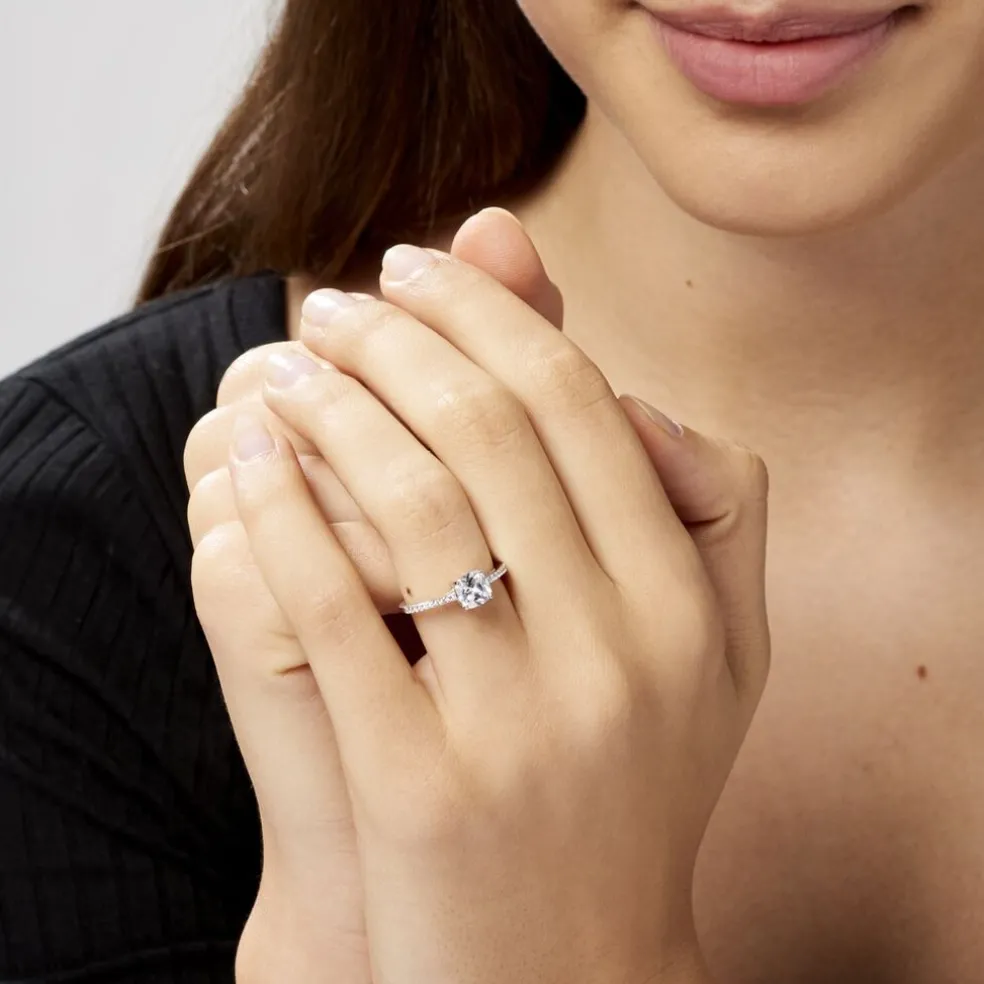 Bague Solitaire Celina Argent Blanc Oxyde De Zirconium