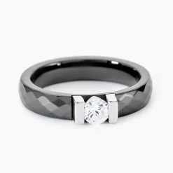 Bague Solitaire Ceramik Design Argent  Oxyde De Zirconium Et Céramique
