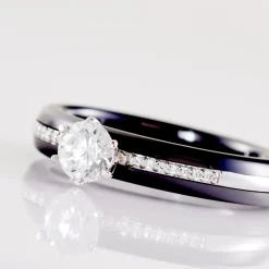 Bague Solitaire Ceramik Design Argent  Oxyde De Zirconium Et Céramique