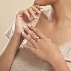 Bague Solitaire Ceramik Design Argent  Oxyde De Zirconium Et Céramique