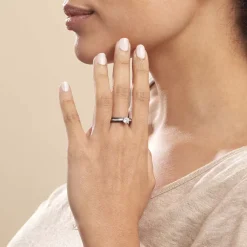 Bague Solitaire Ceramik Design Argent  Oxyde De Zirconium Et Céramique