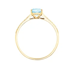 Bague Solitaire Crista Or Jaune Topaze Et Oxyde