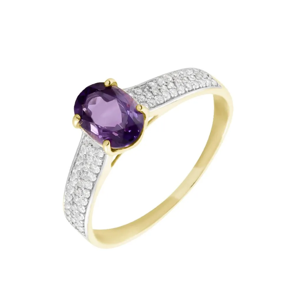 Bague Solitaire Crista Or Jauneamethyste Et Oxyde