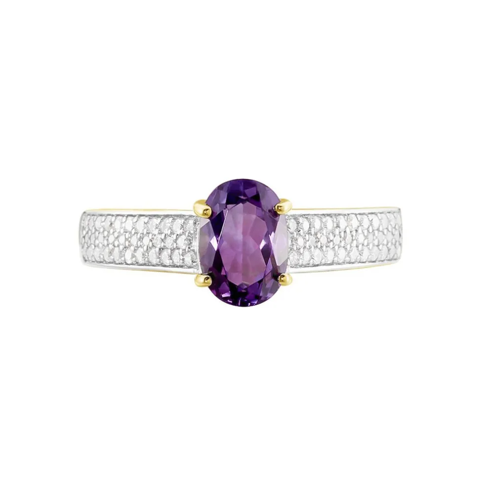 Bague Solitaire Crista Or Jauneamethyste Et Oxyde