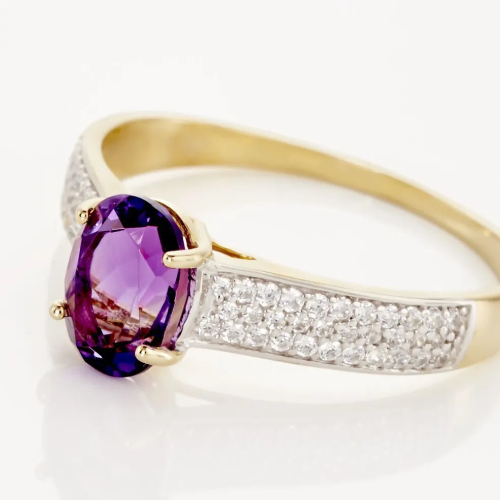 Bague Solitaire Crista Or Jauneamethyste Et Oxyde