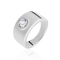 Bague Solitaire Electre Argent Blanc Oxyde De Zirconium