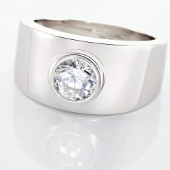 Bague Solitaire Electre Argent Blanc Oxyde De Zirconium