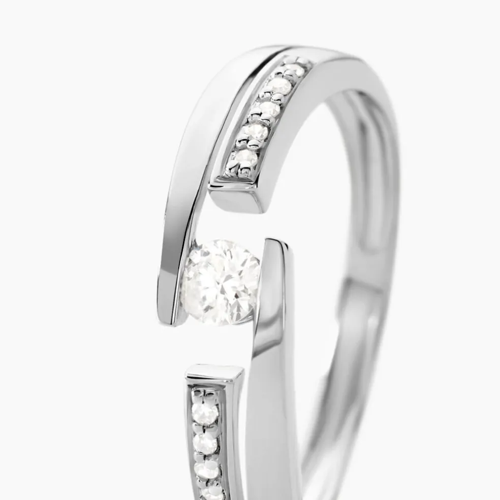 Bague Solitaire Elisa Or Blanc Diamant