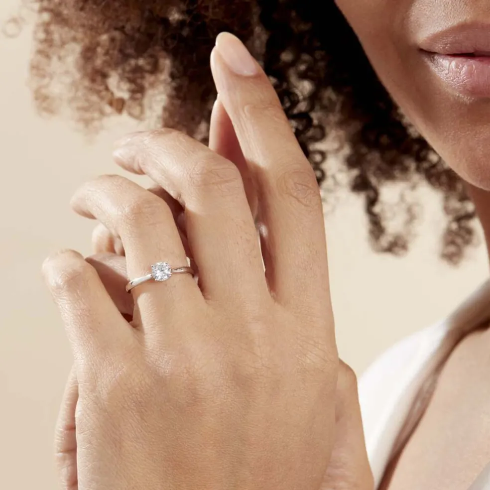 Bague Solitaire Elyana Argent Blanc Oxyde De Zirconium