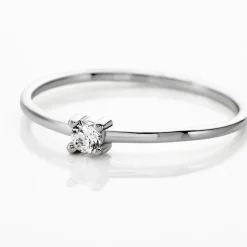 Bague Solitaire 1er Solitaire Argent Blanc Oxyde De Zirconium