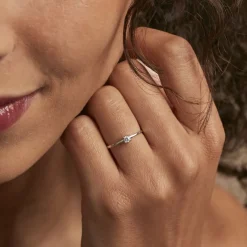 Bague Solitaire 1er Solitaire Argent Blanc Oxyde De Zirconium