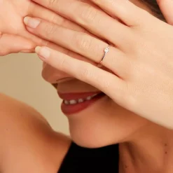 Bague Solitaire 1er Solitaire Argent Blanc Oxyde De Zirconium