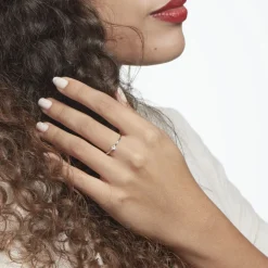 Bague Solitaire 1er Solitaire Argent Blanc Oxyde De Zirconium