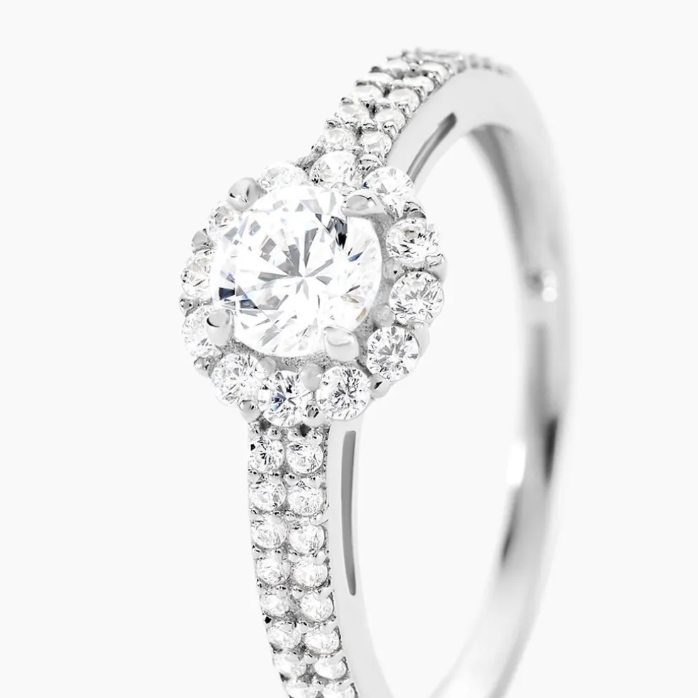 Bague Solitaire Fathima Or Blanc Oxyde De Zirconium