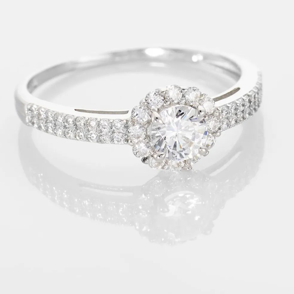 Bague Solitaire Fathima Or Blanc Oxyde De Zirconium