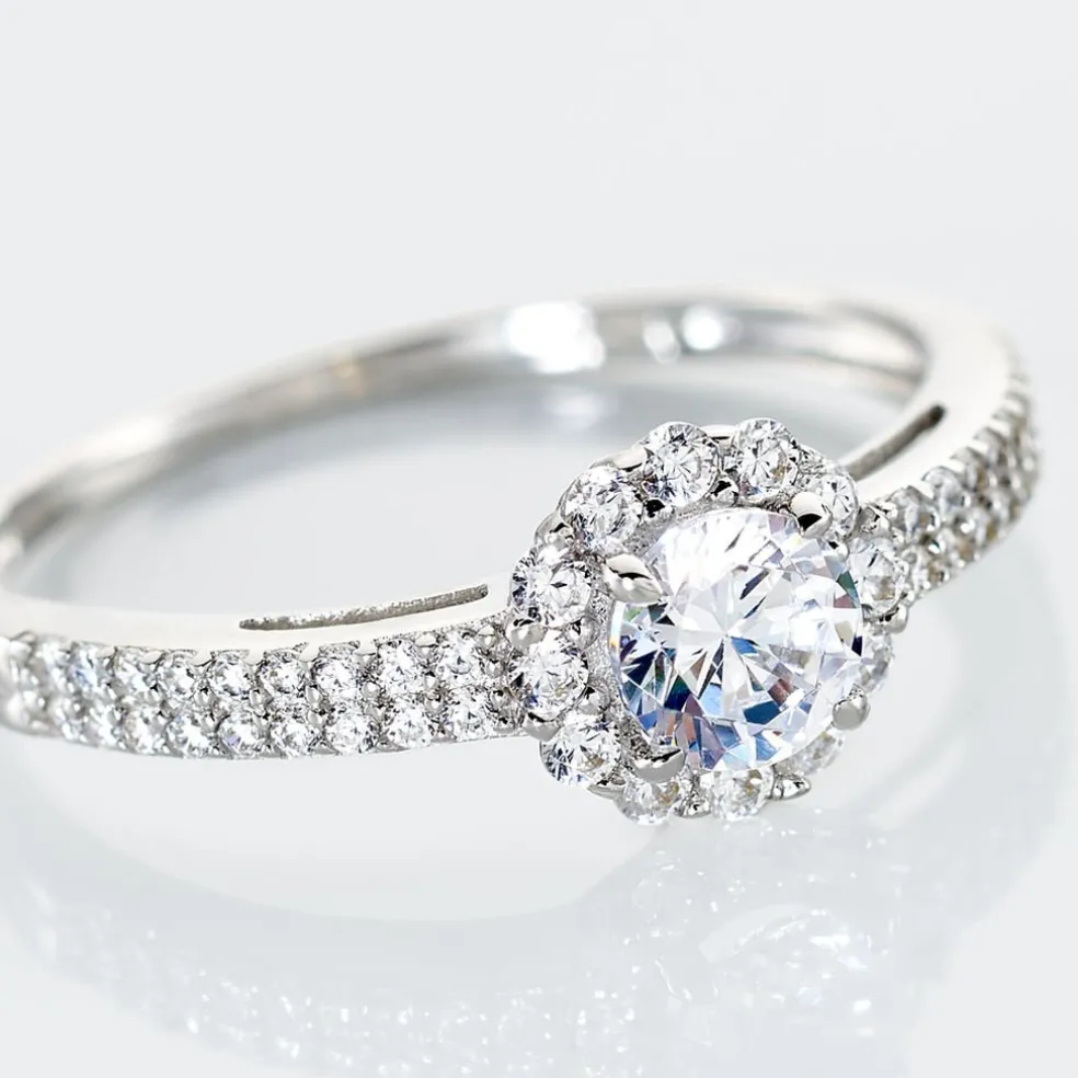 Bague Solitaire Fathima Or Blanc Oxyde De Zirconium