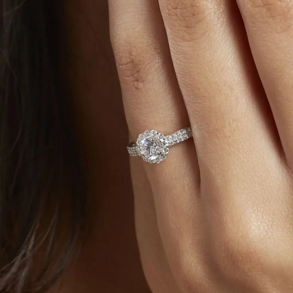 Bague Solitaire Fathima Or Blanc Oxyde De Zirconium