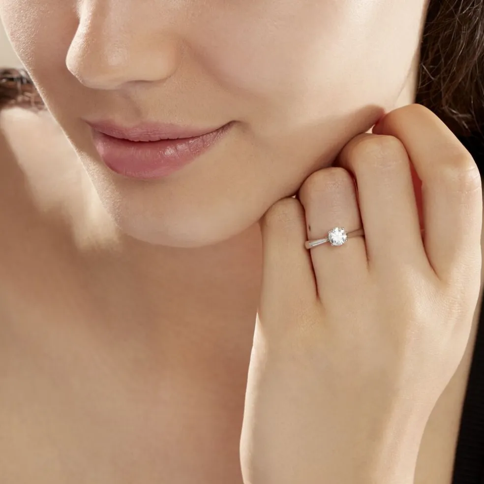 Bague Solitaire Fiona Or Blanc Diamant Synthetique