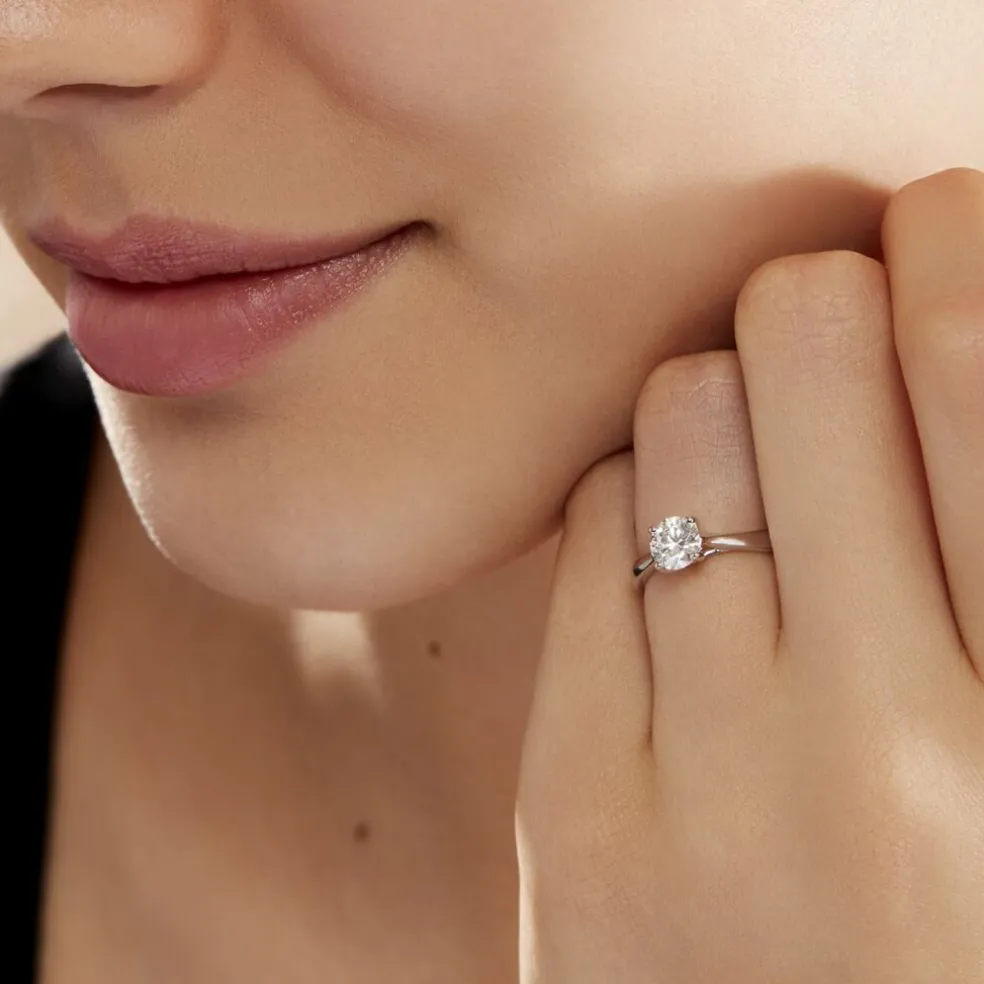 Bague Solitaire Fiona Or Blanc Diamant Synthetique