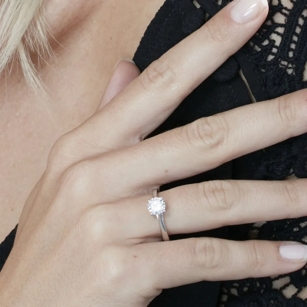 Bague Solitaire Fiona Or Blanc Diamant Synthetique