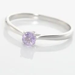 Bague Solitaire Fiona Or Blanc Amethyste