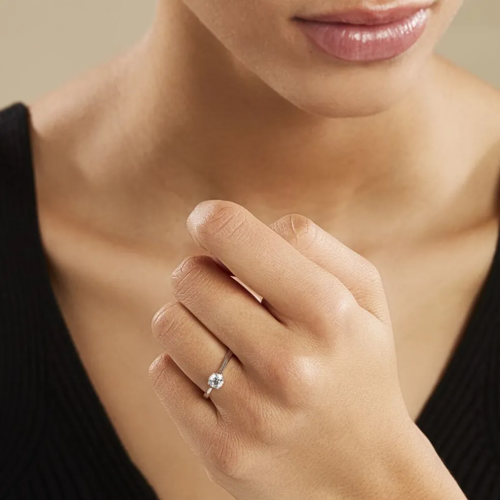 Bague Solitaire Fiona Or Blanc Diamant Synthetique