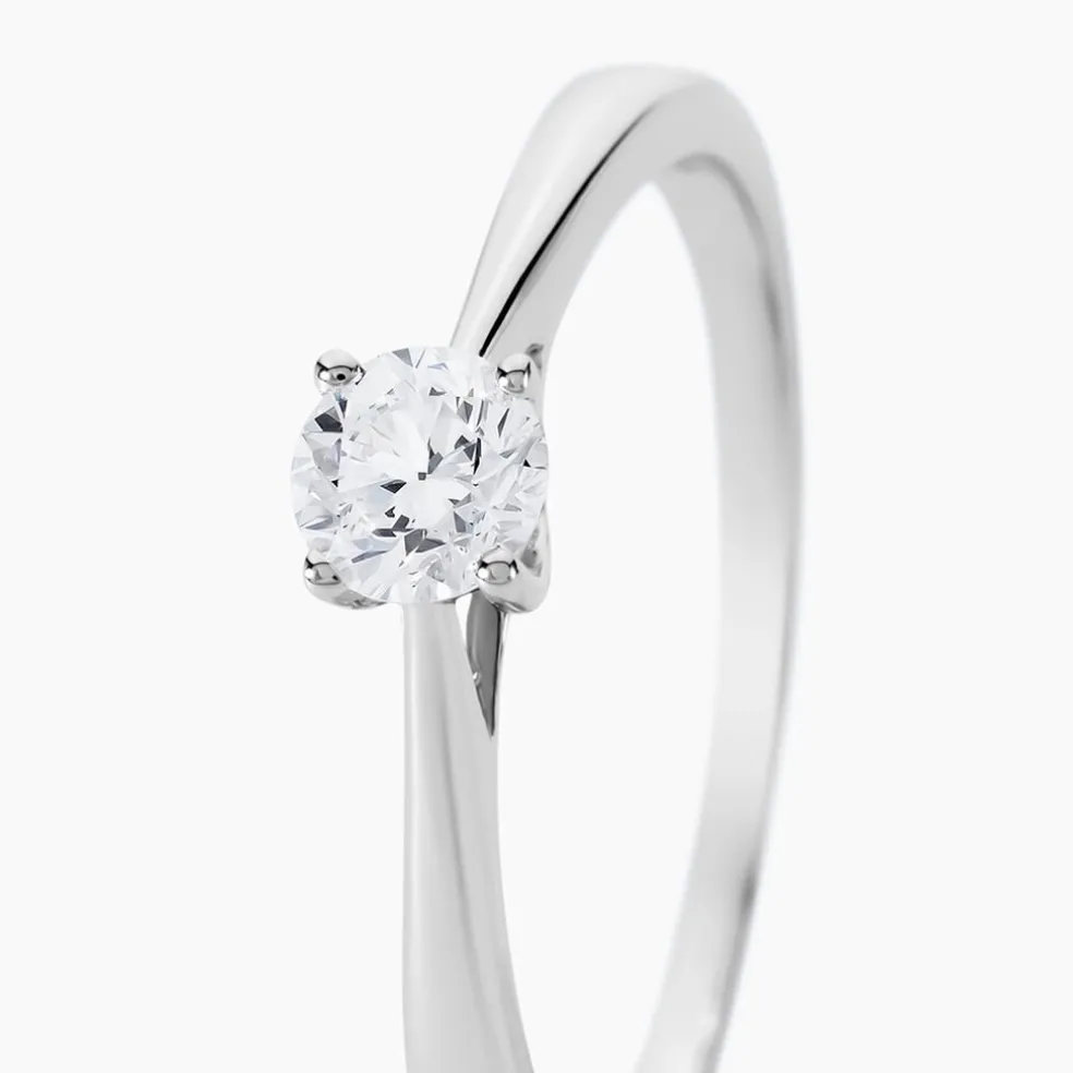 Bague Solitaire Fiona Or Blanc Diamant Synthetique