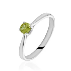 Bague Solitaire Fiona Or Blanc Péridot