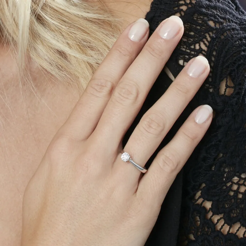 Bague Solitaire Fiona Or Blanc Diamant Synthetique