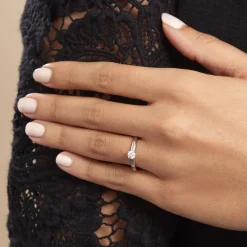 Bague Solitaire Flora Or Blanc Diamant