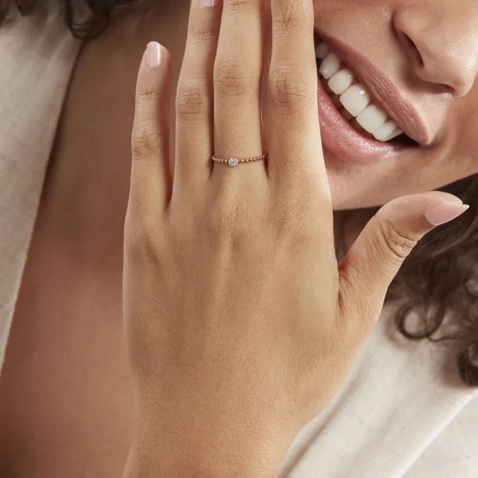 Bague Solitaire Gaxina Or Rose Diamant