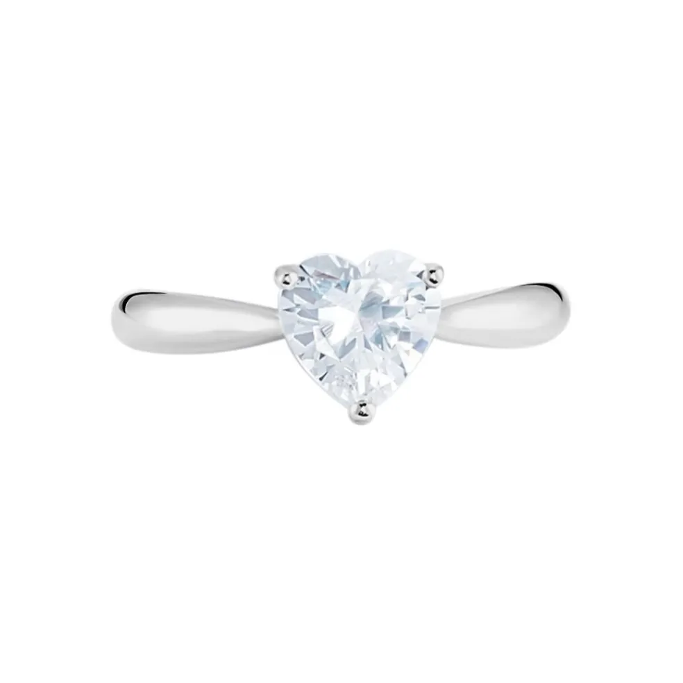 Bague Solitaire Geranium Argent Blanc Oxyde De Zirconium