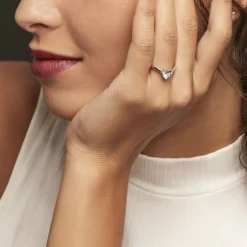 Bague Solitaire Geranium Argent Blanc Oxyde De Zirconium