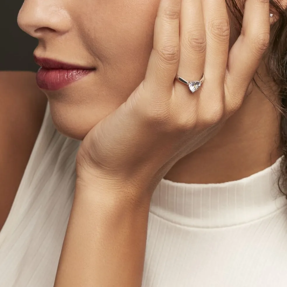 Bague Solitaire Geranium Argent Blanc Oxyde De Zirconium